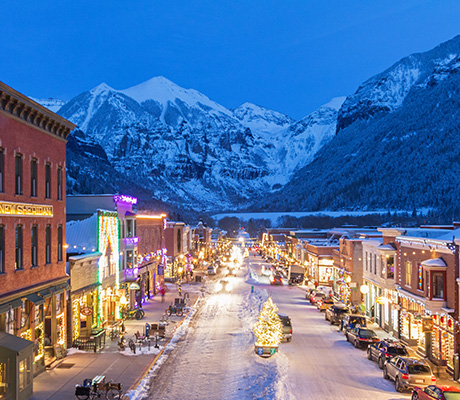 Telluride town at night, Colorado