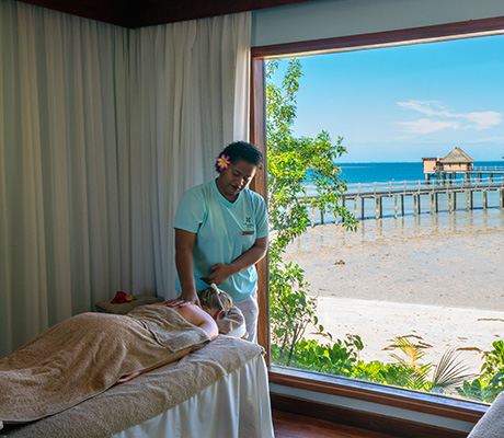 Masseuse at Fijian resort spa