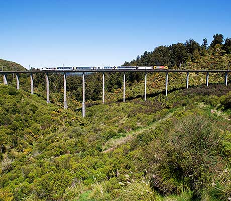 Northern Explore train, Hapuawhenua-Viaduct, NZ