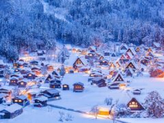 the snow-covered Shirakawa-go Village in Japan