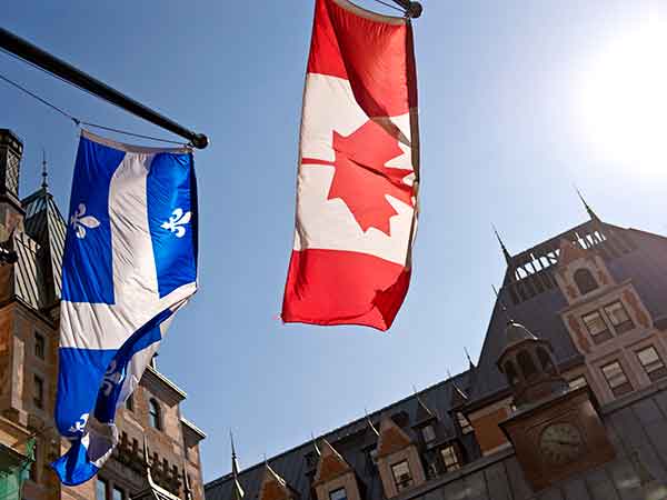 Quebec Canada flags, Quebec City