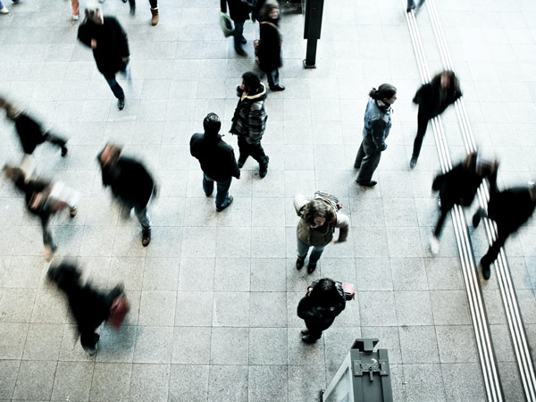 Overhead view of pedestrians