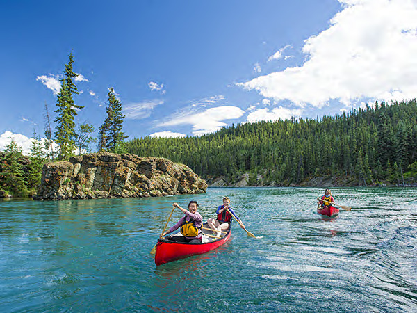 Canoeing with family, Yukon River, Canada