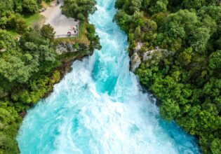 Huka Falls in Waikato River, North Island, New Zealand