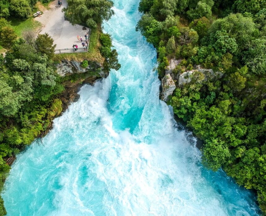Huka Falls in Waikato River, North Island, New Zealand