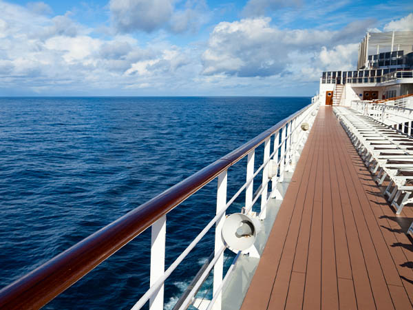 Deck of cruise ship in the open waters