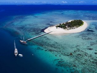Aerial Shot of Captain Cook Cruises in Fiji