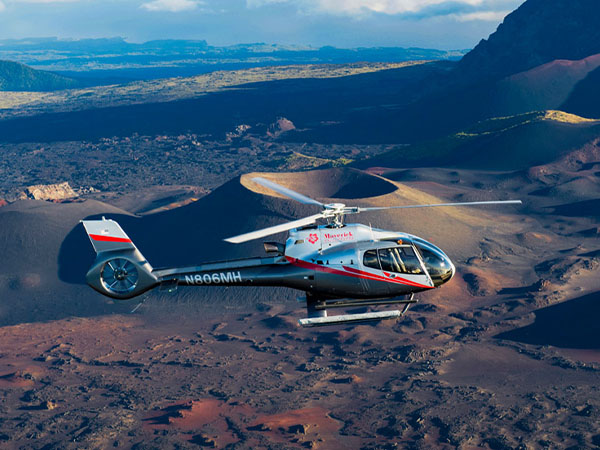 Helicopter flying over Maui