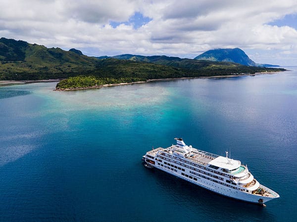 Small ship cruising, Fiji Islands, Oceania