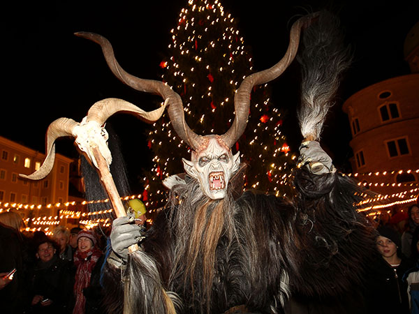Krampus Salzburg Christmas Market, Austria, Europe