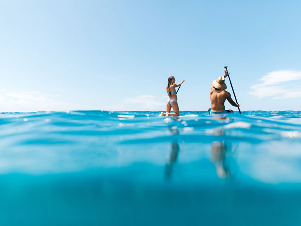 Pair standup paddleboard in Kailua Bay Hawaii