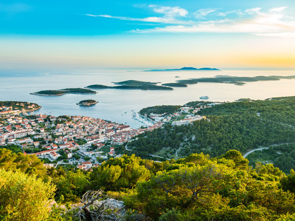 Aerial view of the island of Hvar, in Croatia