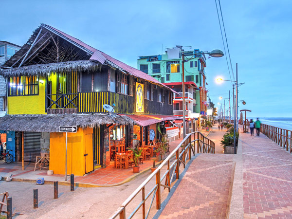 The town of Montañita in Ecuador