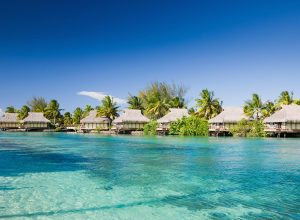 Over-water bungalows in Bora Bora, Tahiti