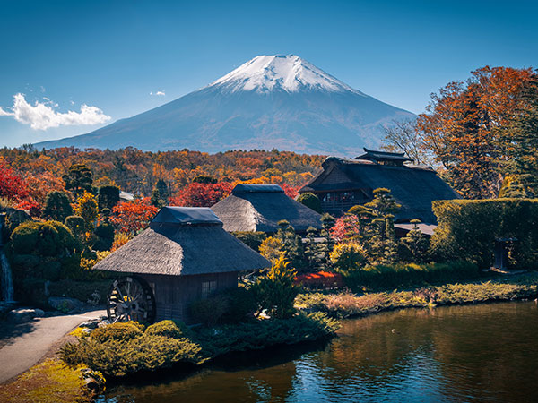 Oshino Hakkai village with Mt. Fuji, Japan