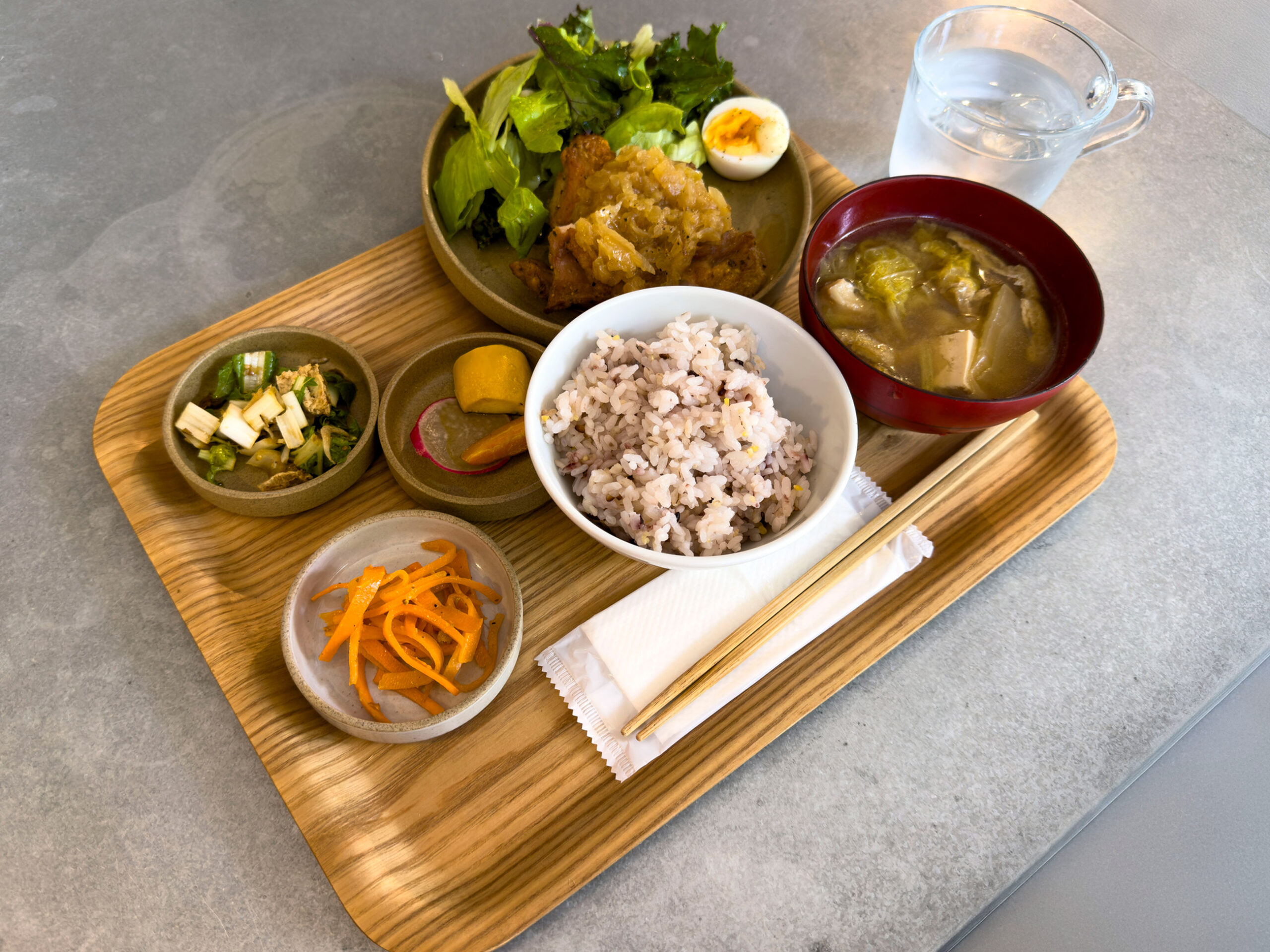 a Japanese cafeteria lunch tray