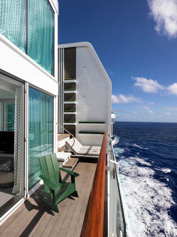 the waterfront balcony of the Celebrity Edge Villa