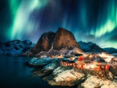 Northern Lights at Hamnoy, Lofoten islands, Norway