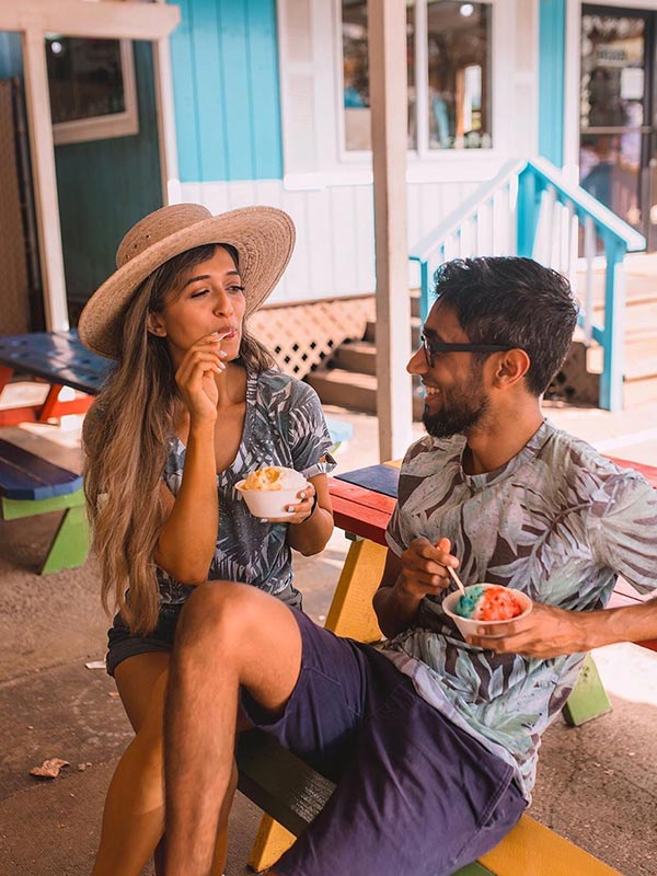 people eating at Ululani’s Shave Ice, Hawaii
