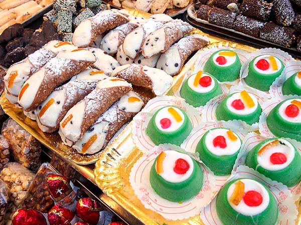 Sicilian sweets at a market stall
