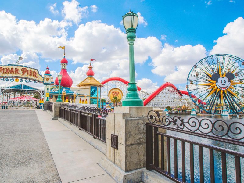 Incredicoaster and Pixar Pal-A-Round ferris wheel attraction at in Disney California Adventure Park