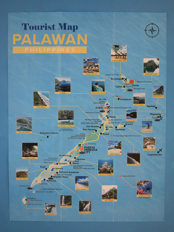 a tourist map of Palawan, Philippines