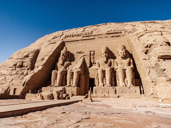 Exterior of Abu Simbel temple in Egypt