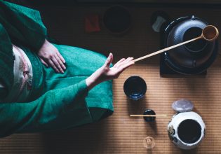 a tea ceremony at Camelia Garden