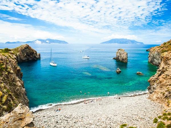 Cala Junco beach in Panarea on Aeolian Islands