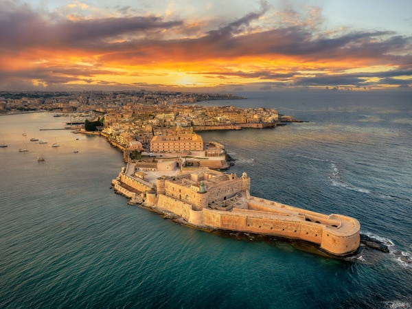 an overhead shot of Ortigia Island, Sicily