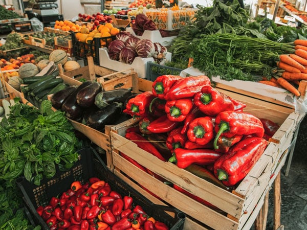 vegetable stalls at