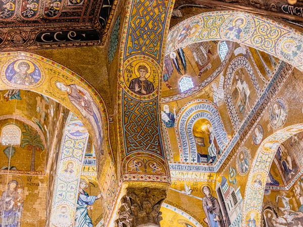 the majestic ceiling paintings in Palatine Chapel, Palermo, Sicily