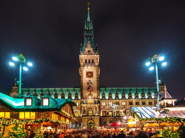 a Christmas market in Hamburg
