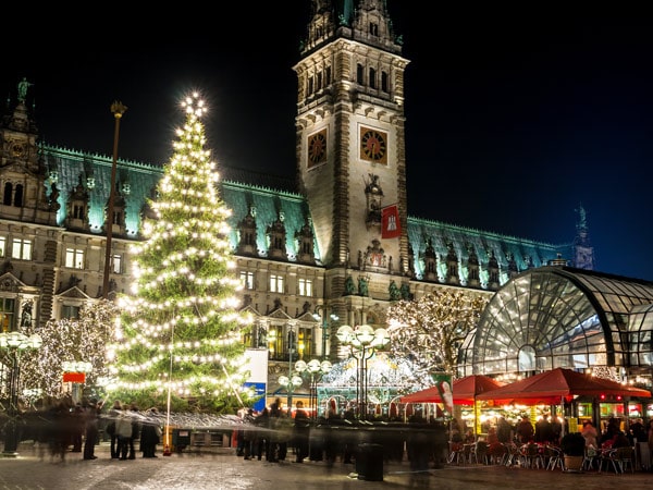 a huge Christmas tree in Hamburg