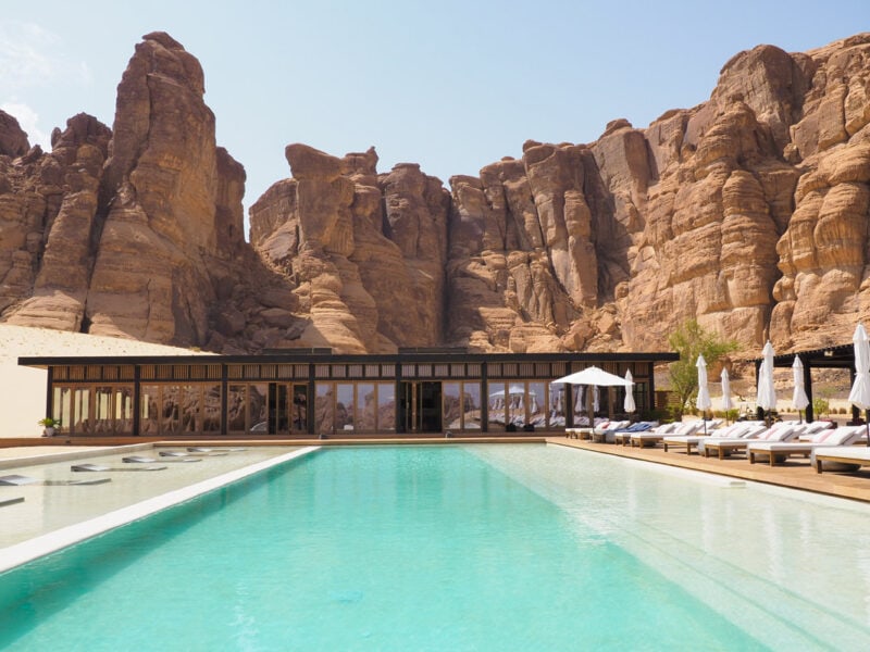 an outdoor pool in Habitas AlUla, a luxe oasis in the desert