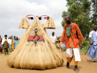 a voodoo mask in the Benin Annual Voodoo Festival