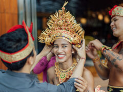 Balinese women in traditional dress, Hotel Indigo Bali Seminyak