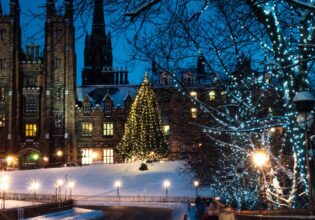 snow at night in Edinburgh, Christmas