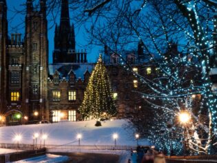 snow at night in Edinburgh, Christmas