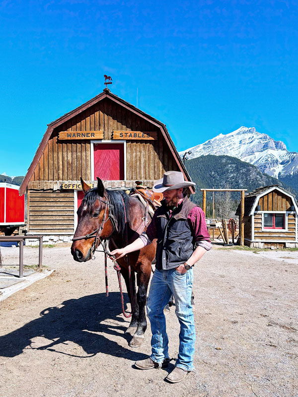 Mark and his horse, Moose, from Banff Trail Riders