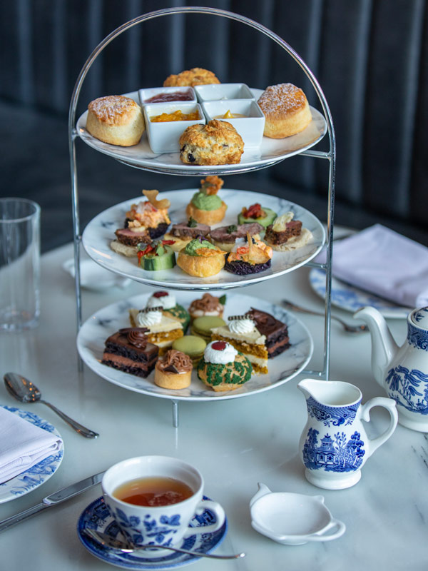 an afternoon tea with snacks in the Fairview Bar