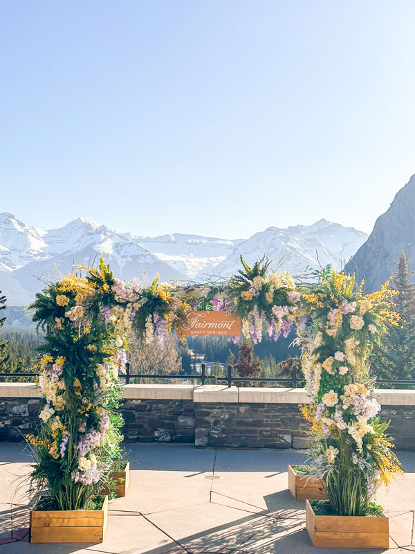 the backdrop of Fairmont Banff Springs