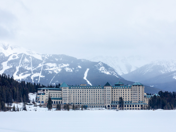a snowy landscape in the Fairmont Château Lake Louise