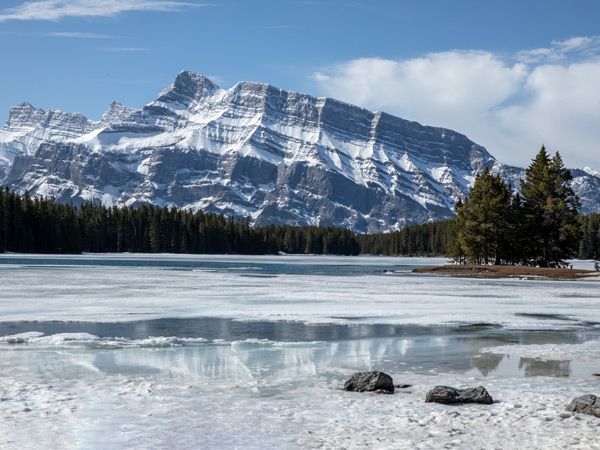 a frozen river in Banff National Park, Canada