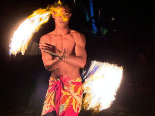 Siva Afi (traditional fire dancing) at a fiafia night in Samoa