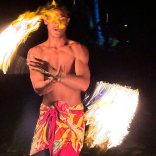 Siva Afi (traditional fire dancing) at a fiafia night in Samoa