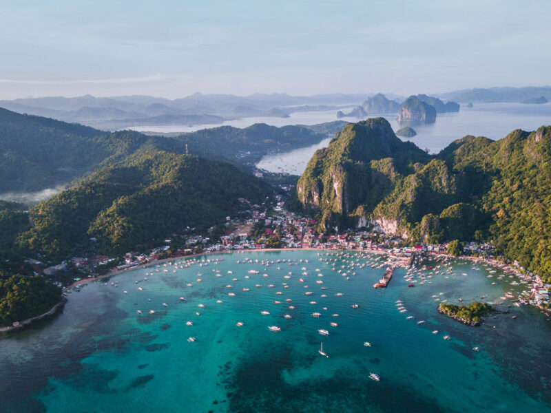 an aerial view of Palawan seascape in the Philippines
