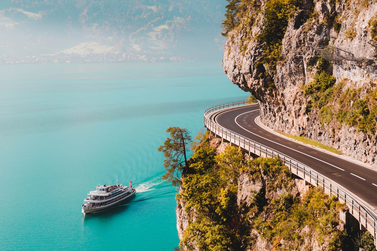 Cruise ship on Lake Thun in Switzerland