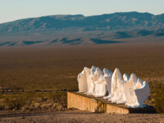 Last Supper sculpture art work in the Goldwell Open Air Museum in the ghost town of Rhyolite, Nevada
