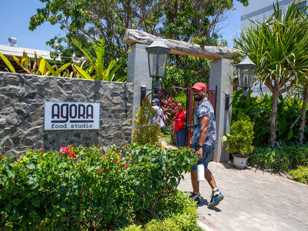 entering the Agora Food Studio in Dili, Timor-Leste